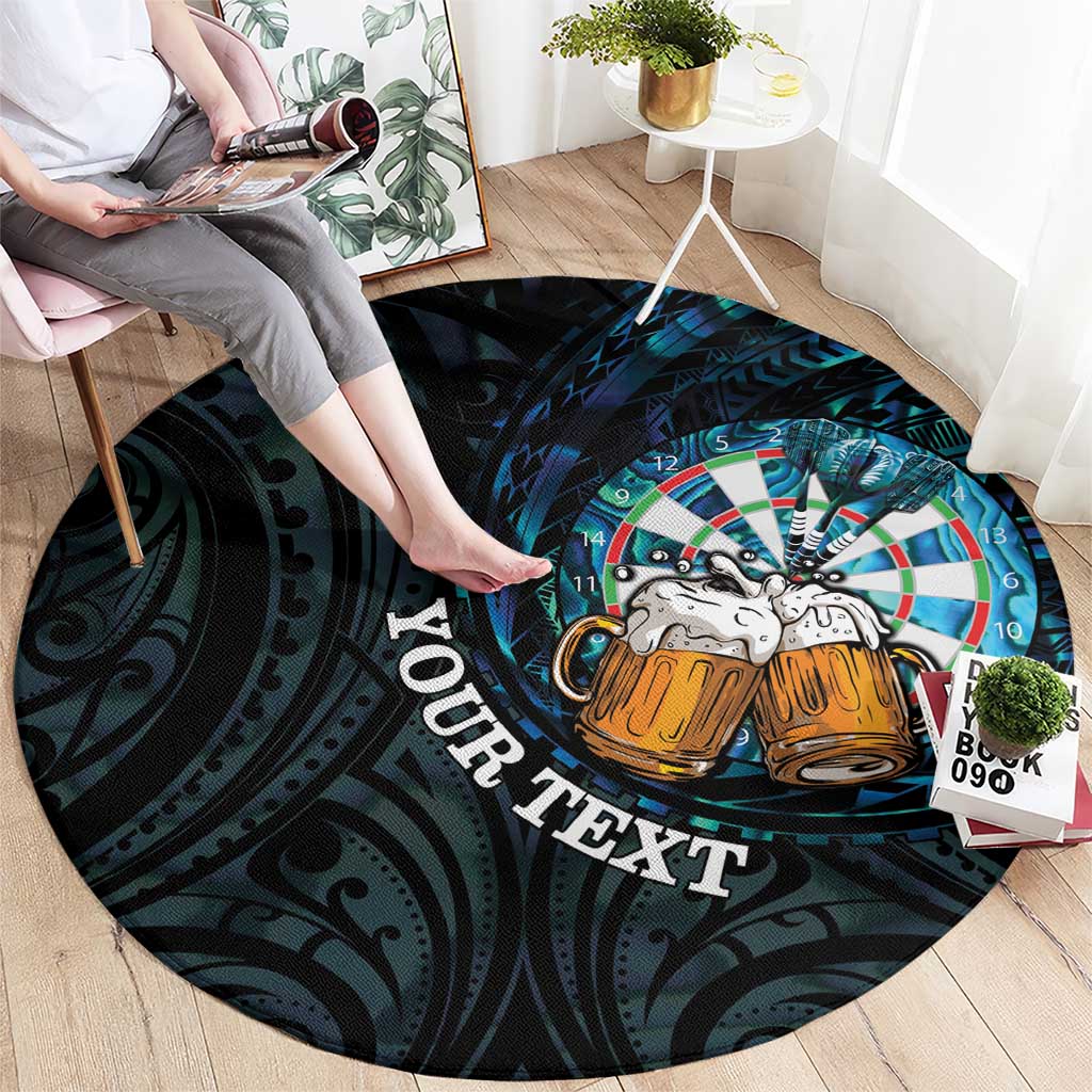 Personalized New Zealand Darts Beer Round Carpet Paua Shell Aotearoa Maori Tattoo - Aussie Hoodie