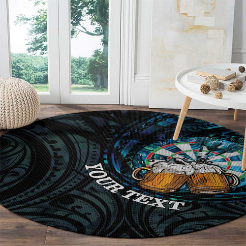 Personalized New Zealand Darts Beer Round Carpet Paua Shell Aotearoa Maori Tattoo - Aussie Hoodie
