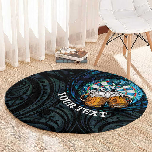 Personalized New Zealand Darts Beer Round Carpet Paua Shell Aotearoa Maori Tattoo - Aussie Hoodie