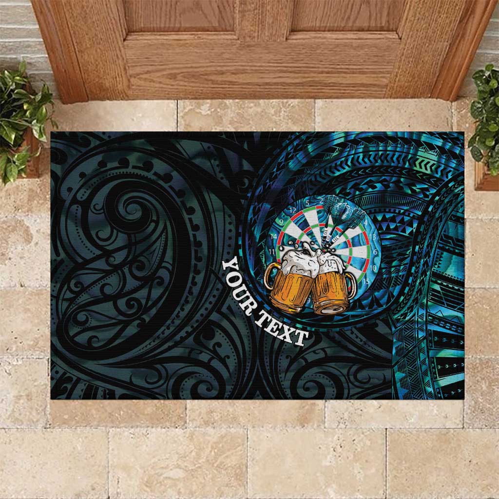 Personalized New Zealand Darts Beer Rubber Doormat Paua Shell Aotearoa Maori Tattoo - Aussie Hoodie