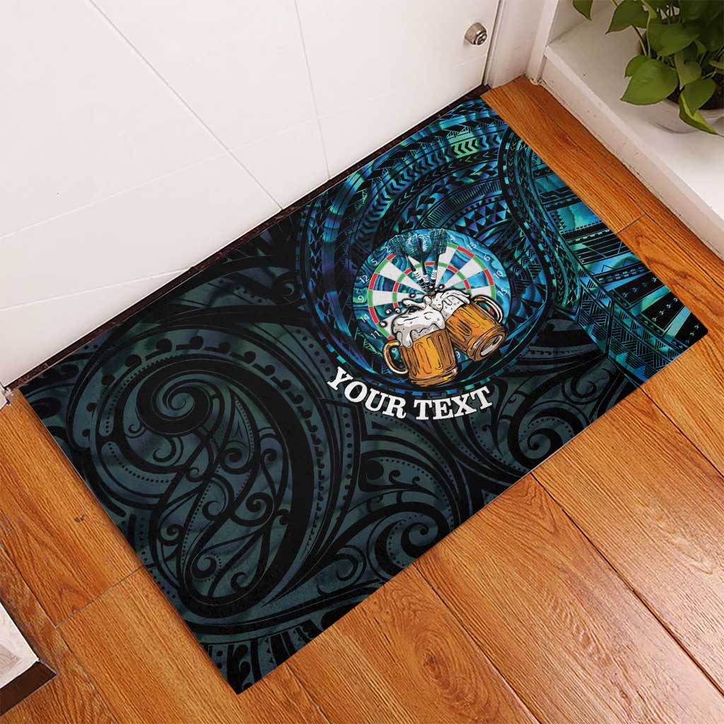 Personalized New Zealand Darts Beer Rubber Doormat Paua Shell Aotearoa Maori Tattoo - Aussie Hoodie