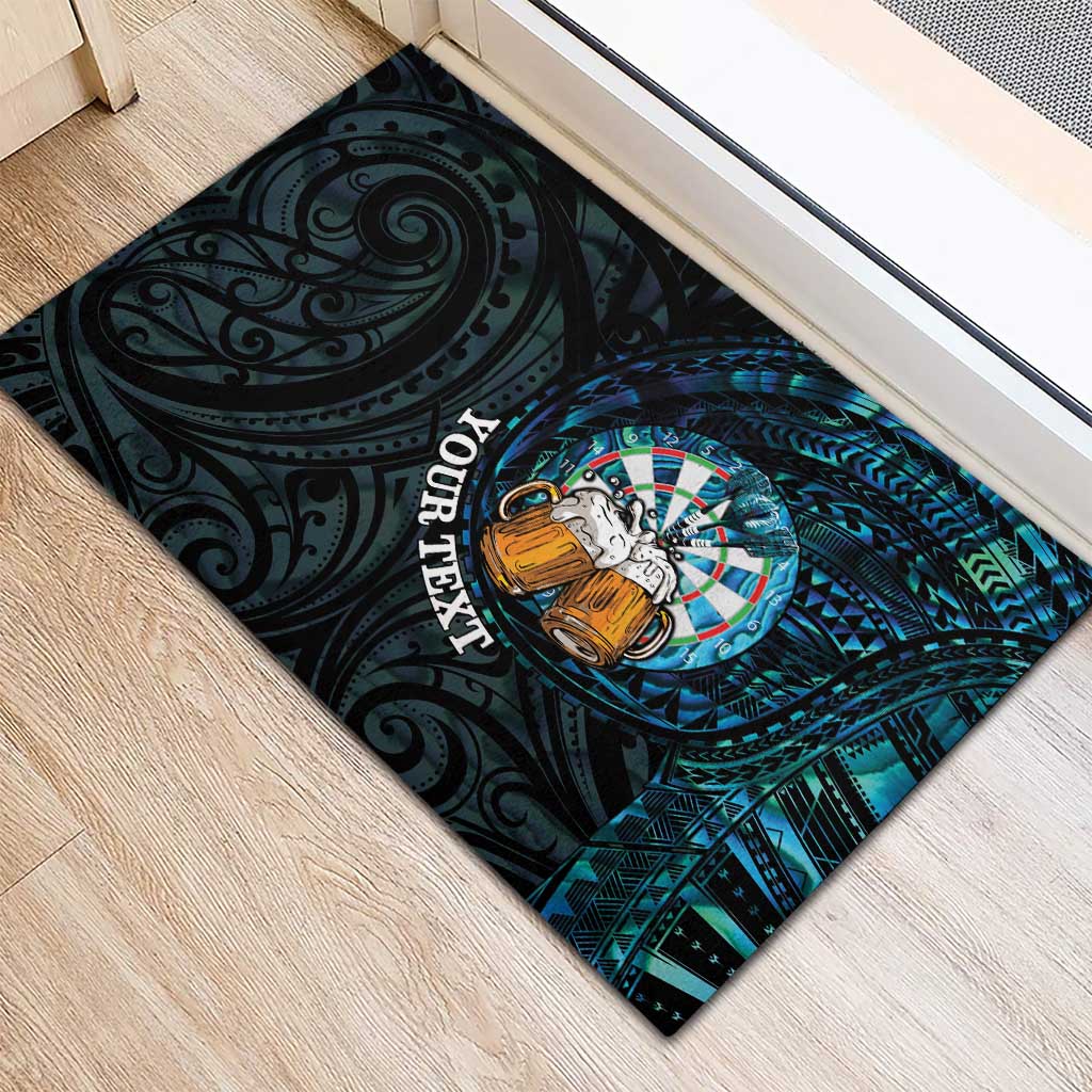 Personalized New Zealand Darts Beer Rubber Doormat Paua Shell Aotearoa Maori Tattoo - Aussie Hoodie