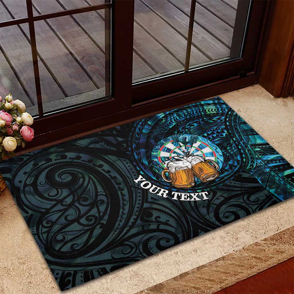 Personalized New Zealand Darts Beer Rubber Doormat Paua Shell Aotearoa Maori Tattoo - Aussie Hoodie