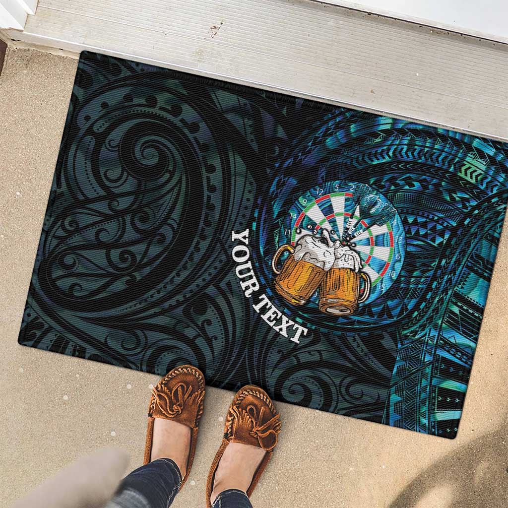Personalized New Zealand Darts Beer Rubber Doormat Paua Shell Aotearoa Maori Tattoo - Aussie Hoodie
