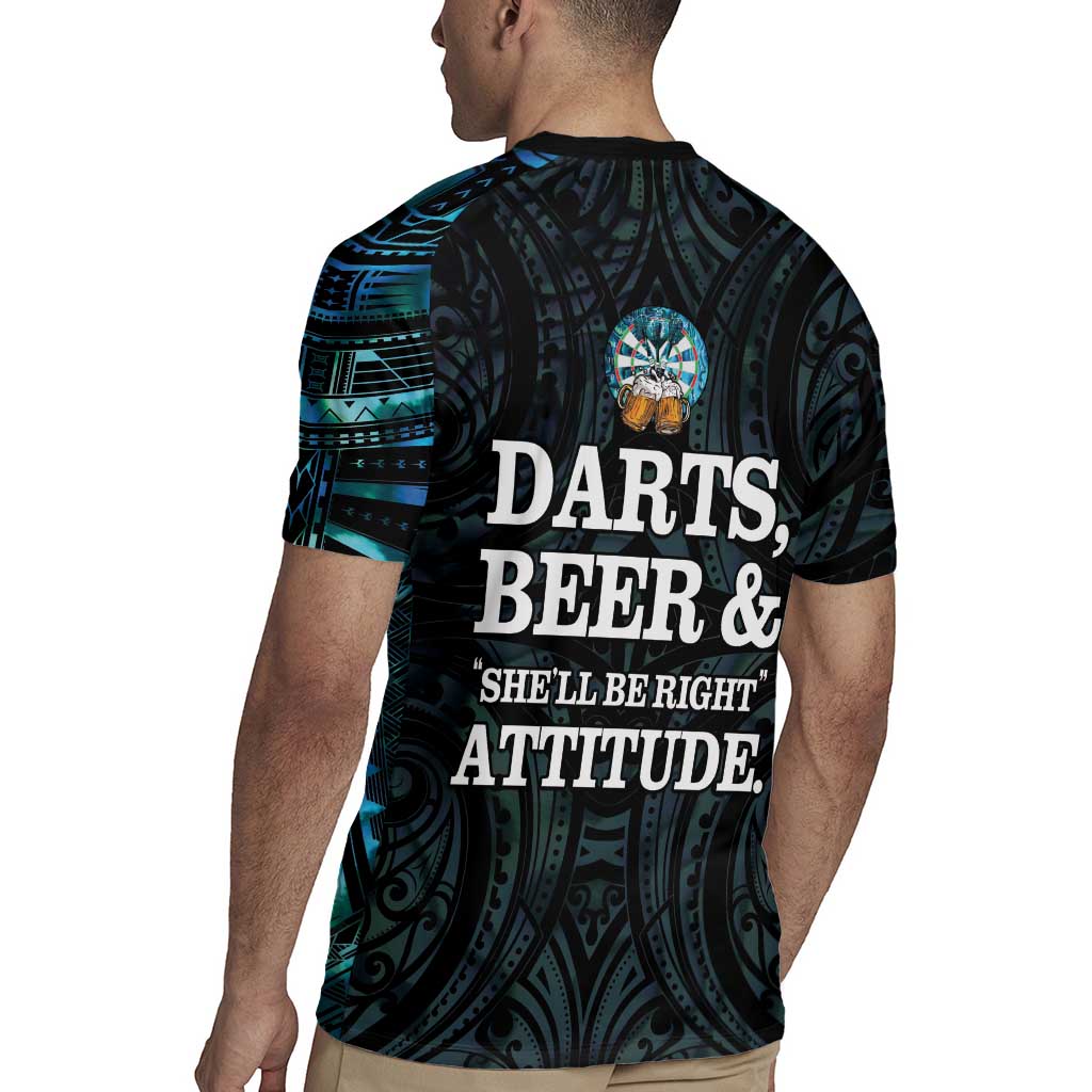Personalized New Zealand Darts Beer Rugby Jersey Paua Shell Aotearoa Maori Tattoo - Aussie Hoodie