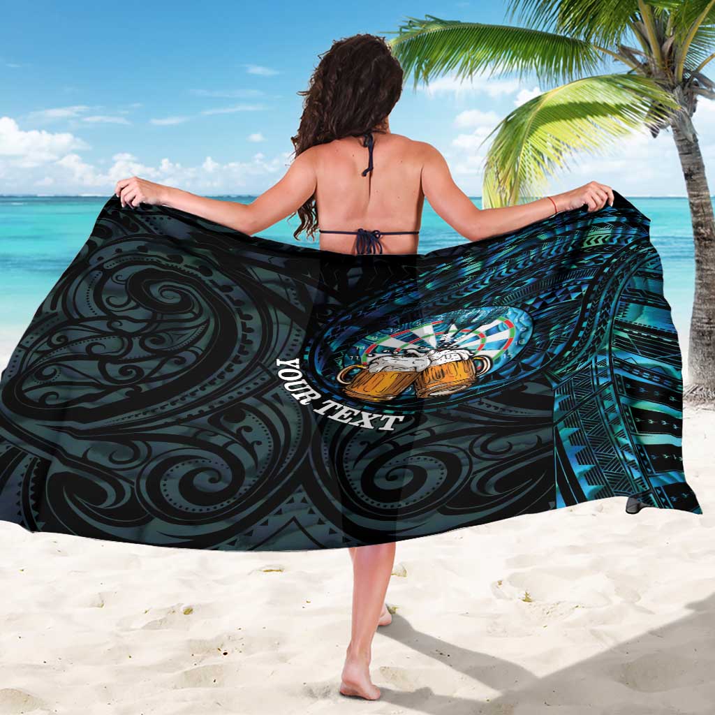 Personalized New Zealand Darts Beer Sarong Paua Shell Aotearoa Maori Tattoo - Aussie Hoodie