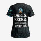 Personalized New Zealand Darts Beer Scrub Top Paua Shell Aotearoa Maori Tattoo - Aussie Hoodie