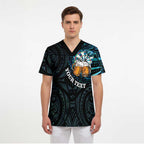 Personalized New Zealand Darts Beer Scrub Top Paua Shell Aotearoa Maori Tattoo - Aussie Hoodie