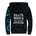 Personalized New Zealand Darts Beer Sherpa Hoodie Paua Shell Aotearoa Maori Tattoo - Aussie Hoodie