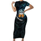 Personalized New Zealand Darts Beer Short Sleeve Bodycon Dress Paua Shell Aotearoa Maori Tattoo - Aussie Hoodie