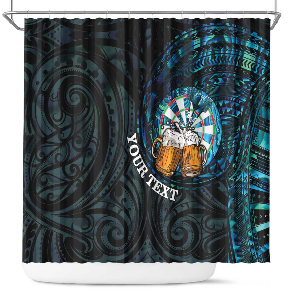 Personalized New Zealand Darts Beer Shower Curtain Paua Shell Aotearoa Maori Tattoo - Aussie Hoodie