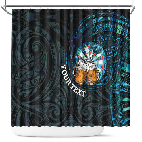 Personalized New Zealand Darts Beer Shower Curtain Paua Shell Aotearoa Maori Tattoo - Aussie Hoodie