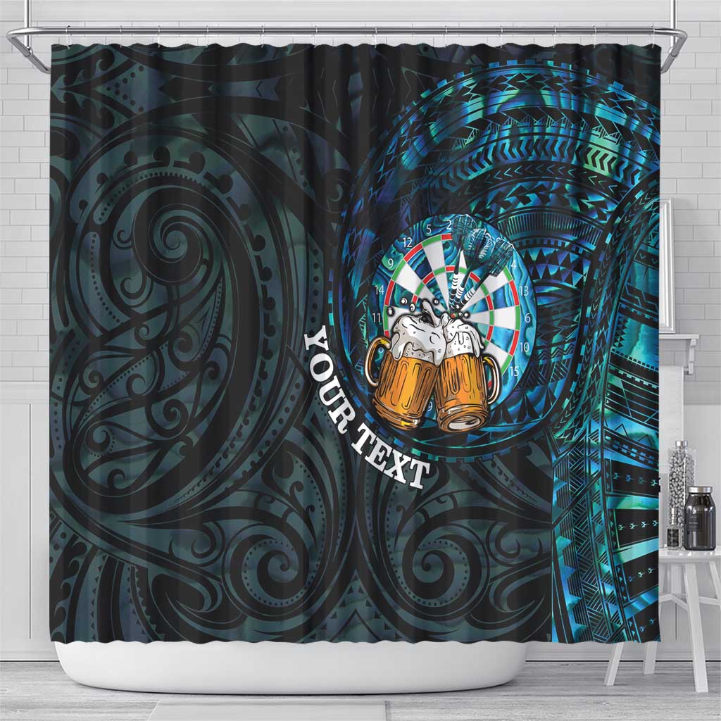 Personalized New Zealand Darts Beer Shower Curtain Paua Shell Aotearoa Maori Tattoo - Aussie Hoodie