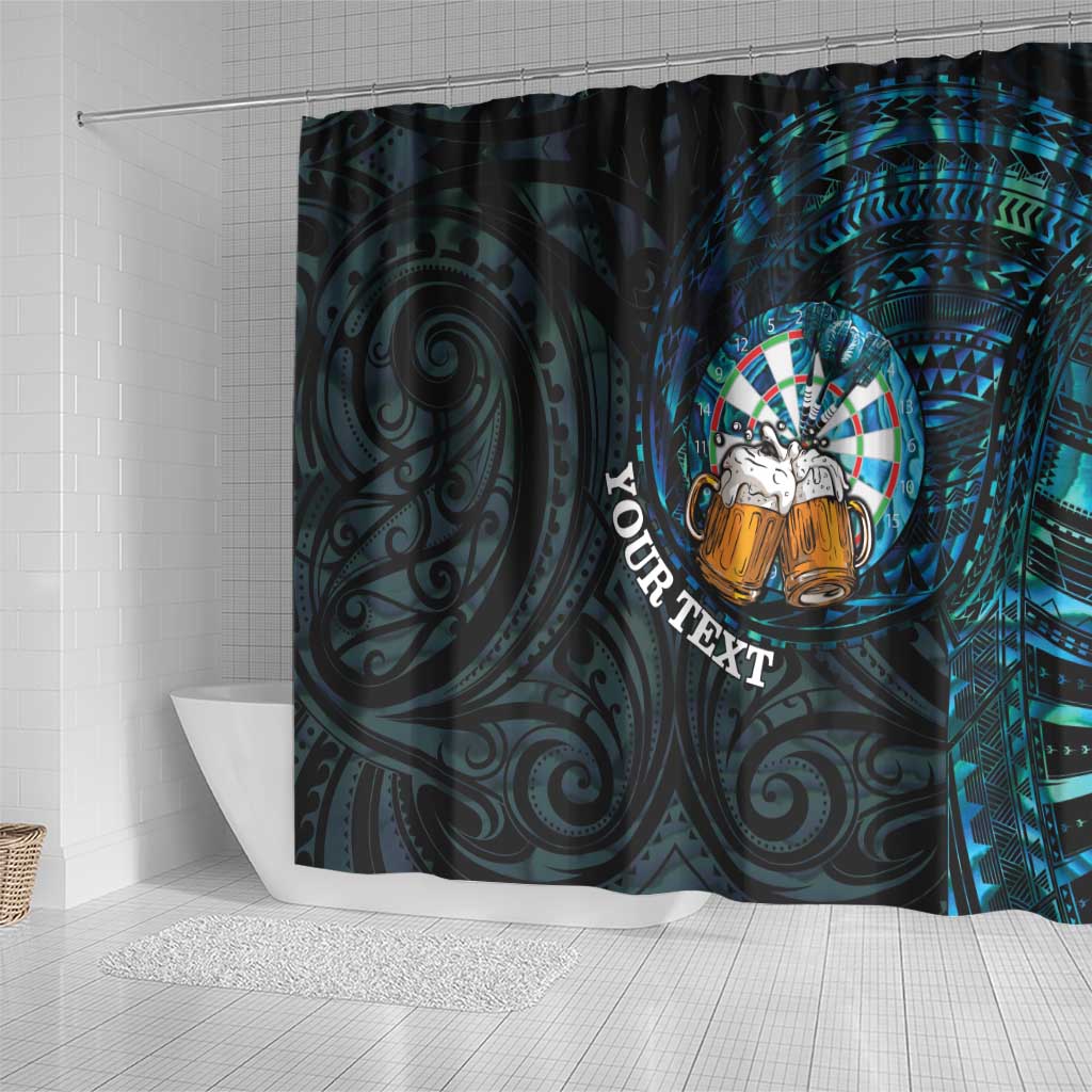 Personalized New Zealand Darts Beer Shower Curtain Paua Shell Aotearoa Maori Tattoo - Aussie Hoodie
