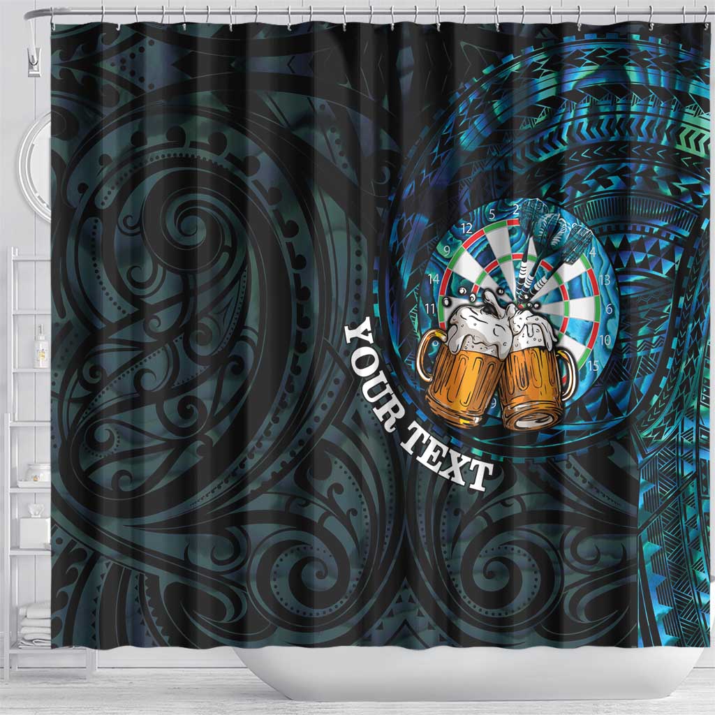 Personalized New Zealand Darts Beer Shower Curtain Paua Shell Aotearoa Maori Tattoo - Aussie Hoodie