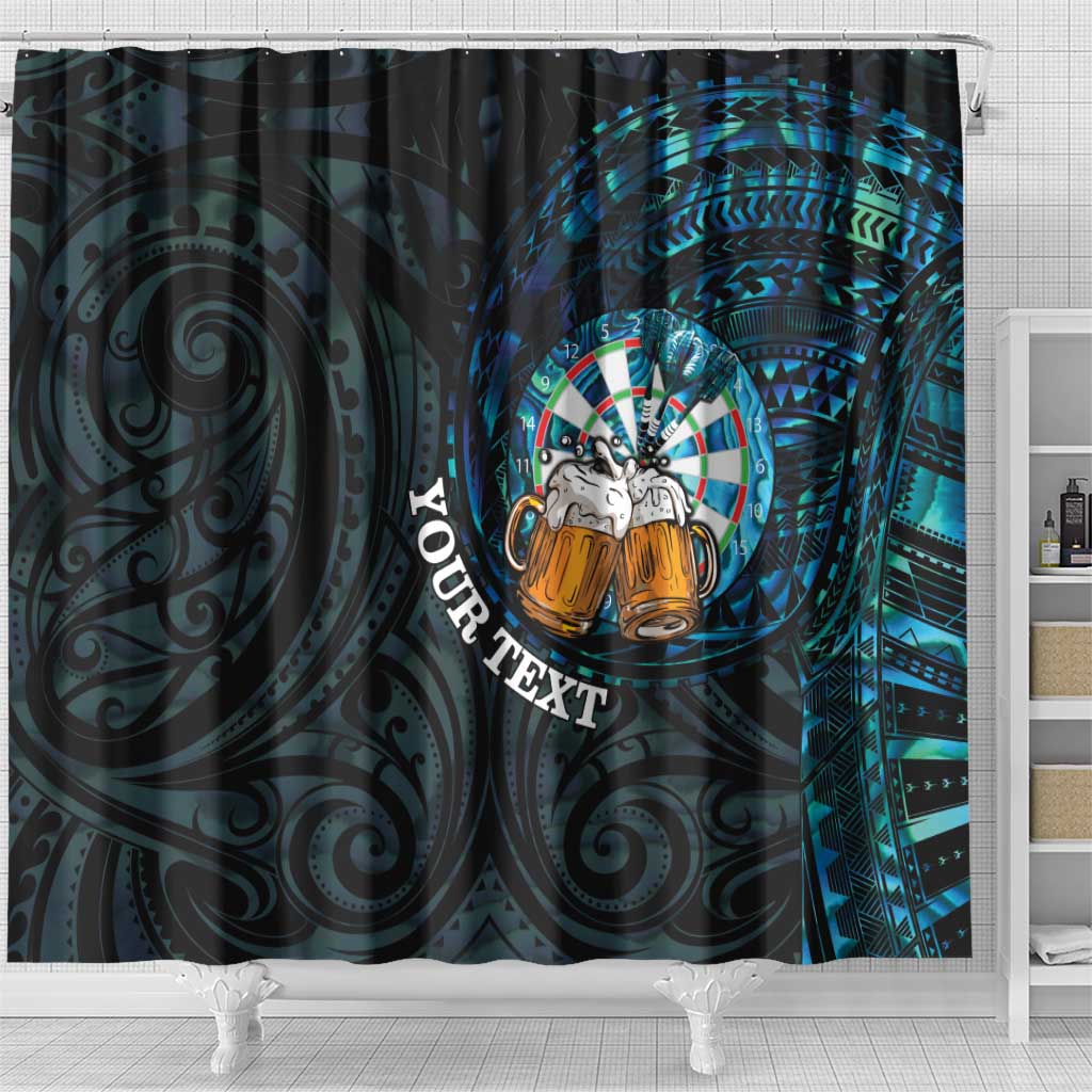 Personalized New Zealand Darts Beer Shower Curtain Paua Shell Aotearoa Maori Tattoo - Aussie Hoodie