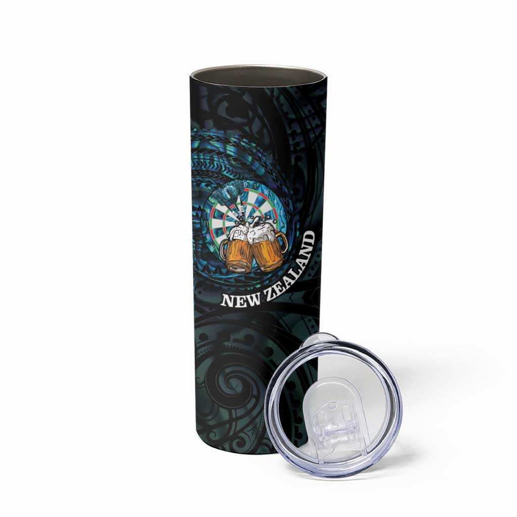 Personalized New Zealand Darts Beer Skinny Tumbler Paua Shell Aotearoa Maori Tattoo - Aussie Hoodie