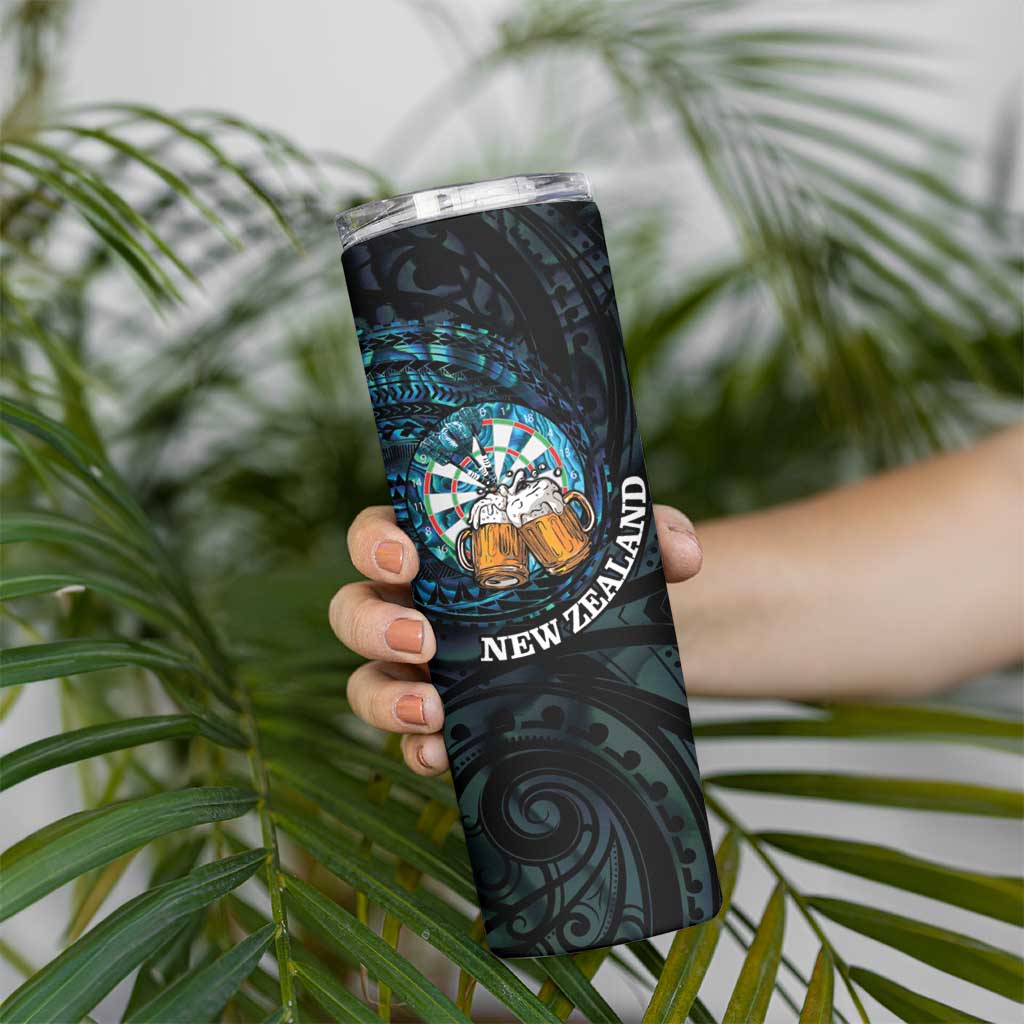 Personalized New Zealand Darts Beer Skinny Tumbler Paua Shell Aotearoa Maori Tattoo - Aussie Hoodie