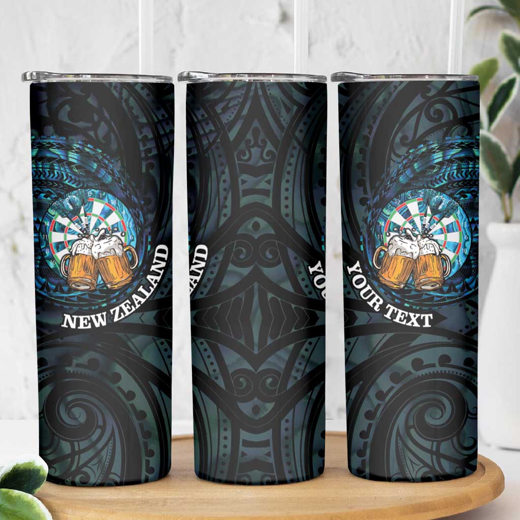 Personalized New Zealand Darts Beer Skinny Tumbler Paua Shell Aotearoa Maori Tattoo - Aussie Hoodie