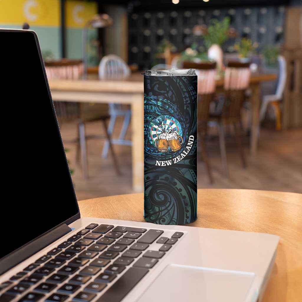 Personalized New Zealand Darts Beer Skinny Tumbler Paua Shell Aotearoa Maori Tattoo - Aussie Hoodie