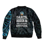 Personalized New Zealand Darts Beer Sleeve Zip Bomber Jacket Paua Shell Aotearoa Maori Tattoo - Aussie Hoodie