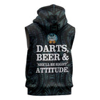 Personalized New Zealand Darts Beer Sleeveless Hoodie Paua Shell Aotearoa Maori Tattoo - Aussie Hoodie