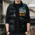 Personalized New Zealand Darts Beer Sleeveless Puffer Jacket Paua Shell Aotearoa Maori Tattoo - Aussie Hoodie