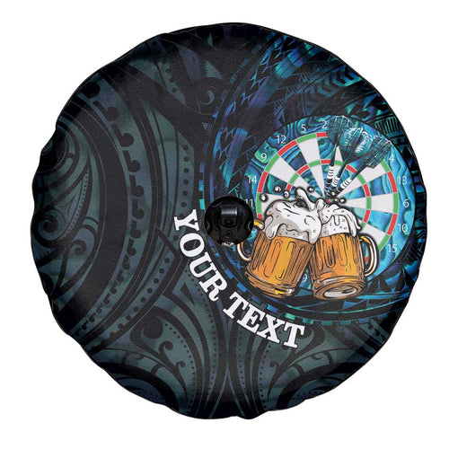 Personalized New Zealand Darts Beer Spare Tire Cover Paua Shell Aotearoa Maori Tattoo - Aussie Hoodie