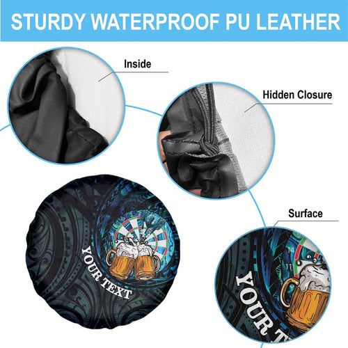 Personalized New Zealand Darts Beer Spare Tire Cover Paua Shell Aotearoa Maori Tattoo - Aussie Hoodie