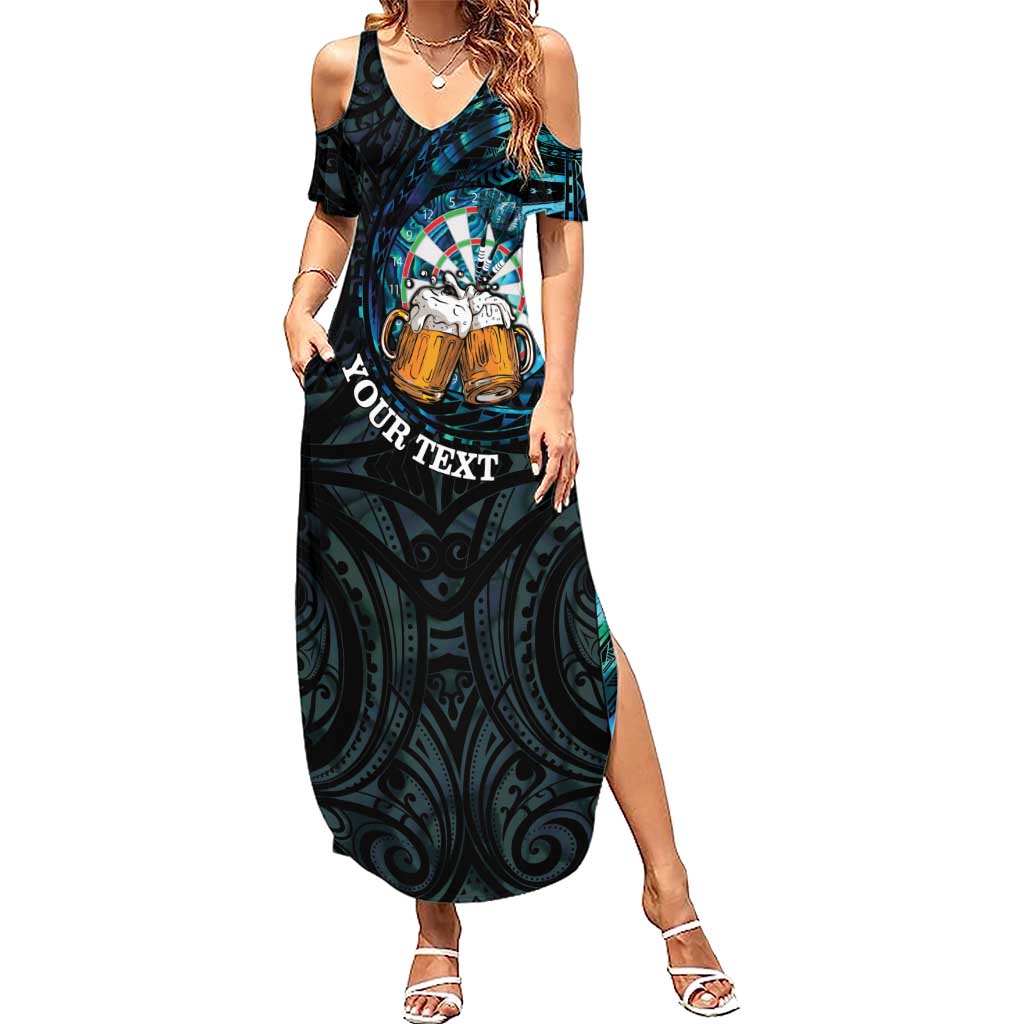 Personalized New Zealand Darts Beer Summer Maxi Dress Paua Shell Aotearoa Maori Tattoo - Aussie Hoodie