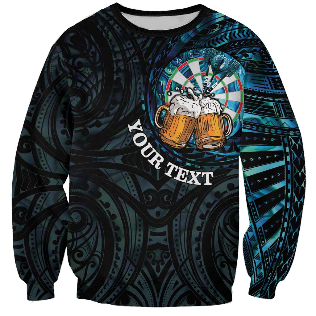 Personalized New Zealand Darts Beer Sweatshirt Paua Shell Aotearoa Maori Tattoo - Aussie Hoodie