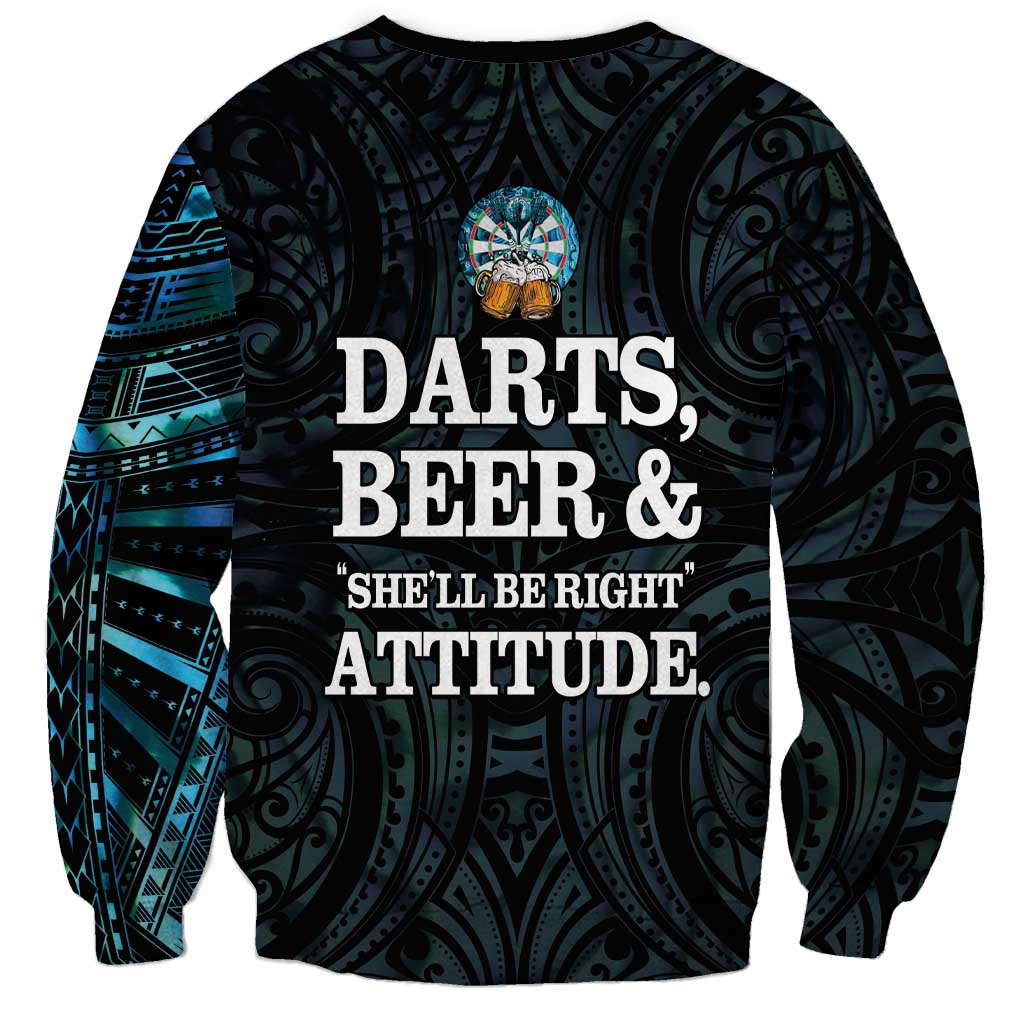 Personalized New Zealand Darts Beer Sweatshirt Paua Shell Aotearoa Maori Tattoo - Aussie Hoodie