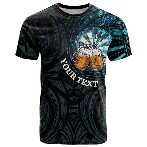 Personalized New Zealand Darts Beer T Shirt Paua Shell Aotearoa Maori Tattoo - Aussie Hoodie