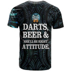 Personalized New Zealand Darts Beer T Shirt Paua Shell Aotearoa Maori Tattoo - Aussie Hoodie
