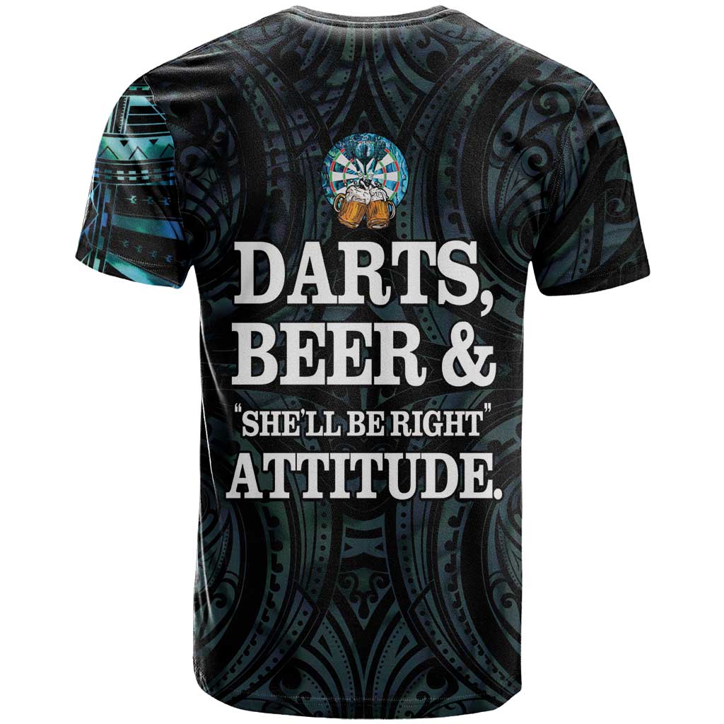 Personalized New Zealand Darts Beer T Shirt Paua Shell Aotearoa Maori Tattoo - Aussie Hoodie