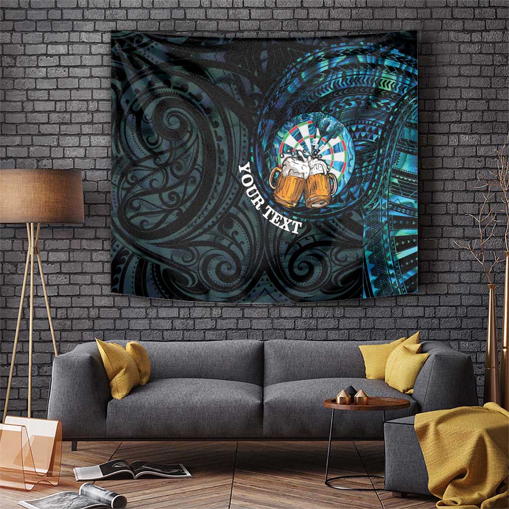 Personalized New Zealand Darts Beer Tapestry Paua Shell Aotearoa Maori Tattoo - Aussie Hoodie