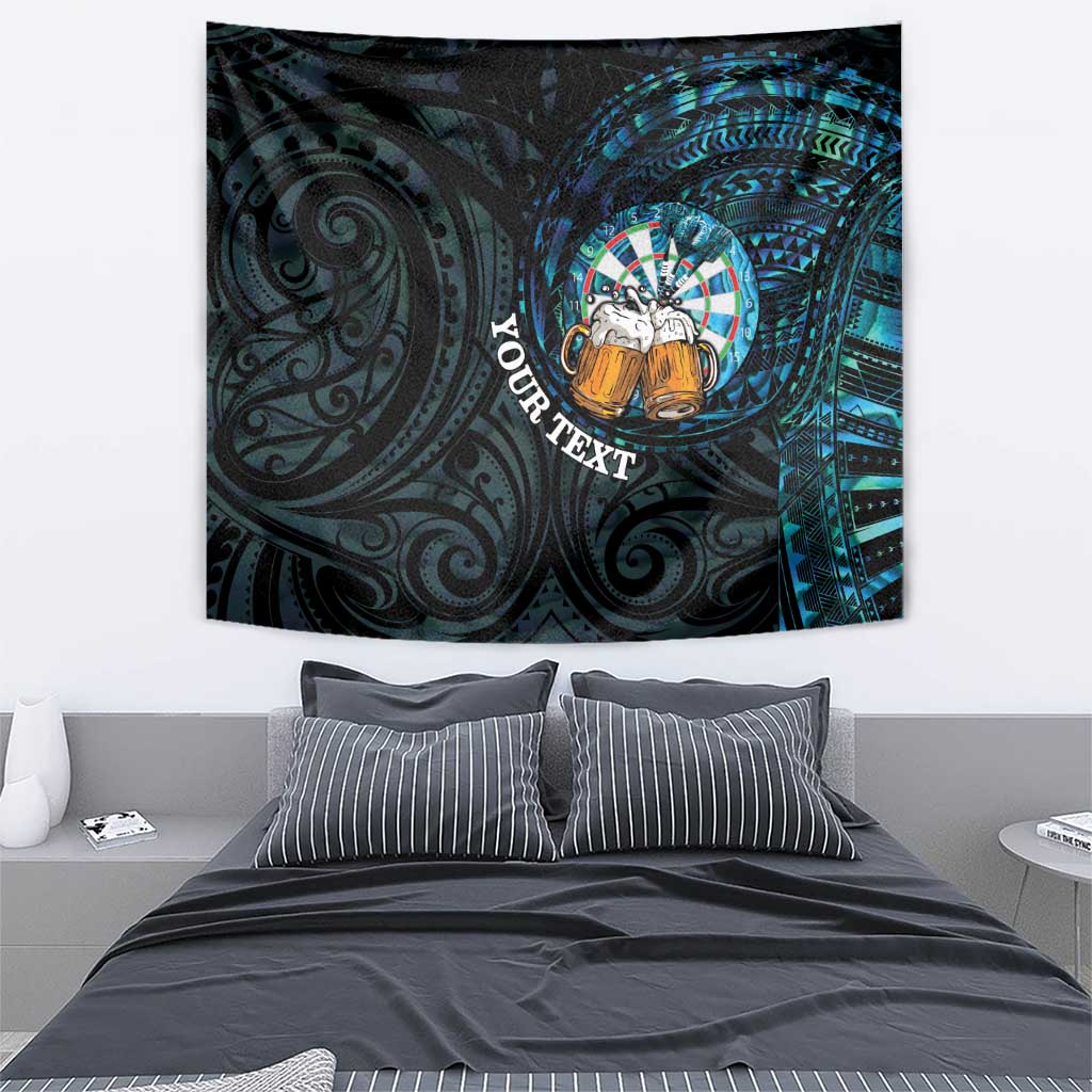 Personalized New Zealand Darts Beer Tapestry Paua Shell Aotearoa Maori Tattoo - Aussie Hoodie