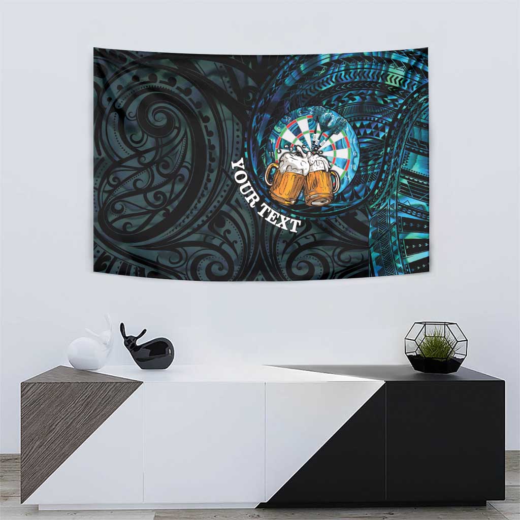 Personalized New Zealand Darts Beer Tapestry Paua Shell Aotearoa Maori Tattoo - Aussie Hoodie