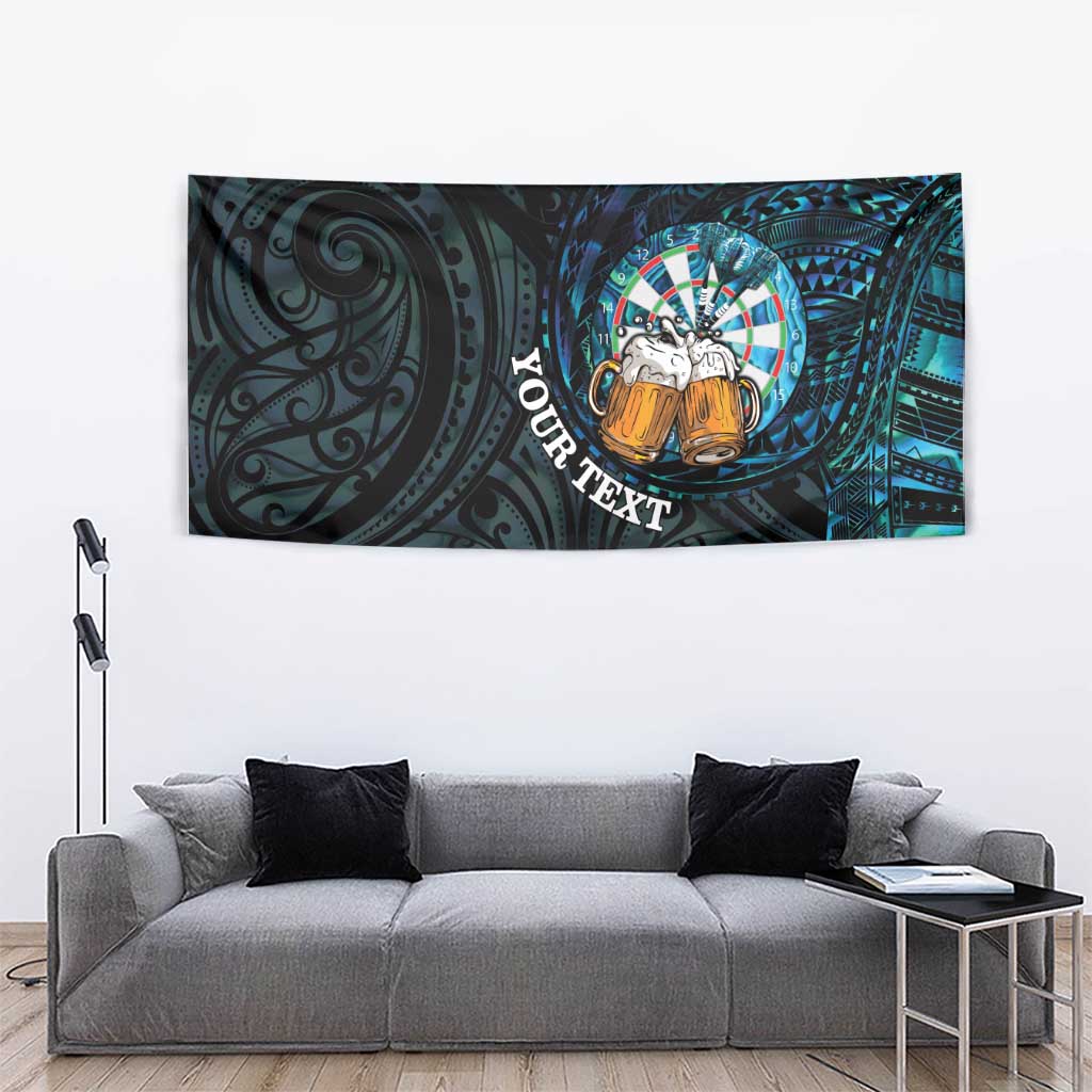 Personalized New Zealand Darts Beer Tapestry Paua Shell Aotearoa Maori Tattoo - Aussie Hoodie