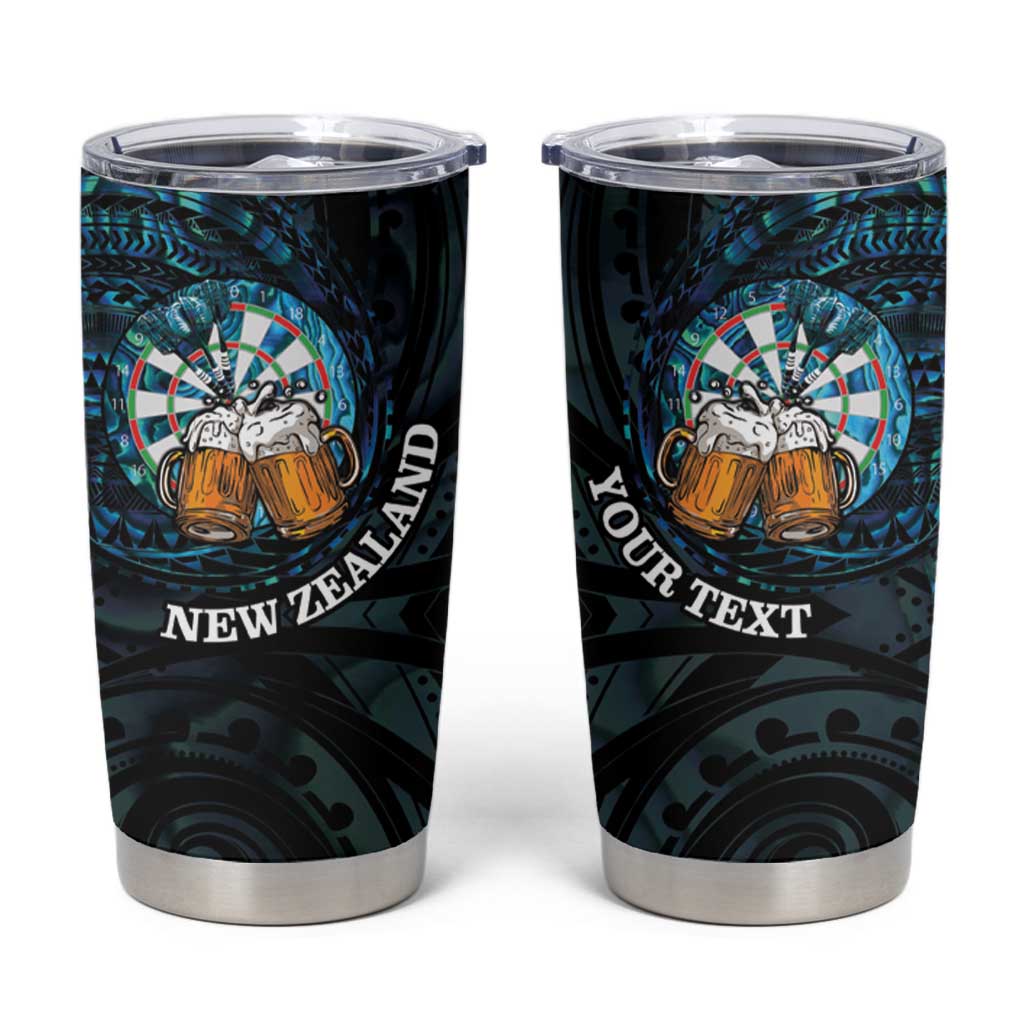 Personalized New Zealand Darts Beer Tumbler Cup Paua Shell Aotearoa Maori Tattoo - Aussie Hoodie