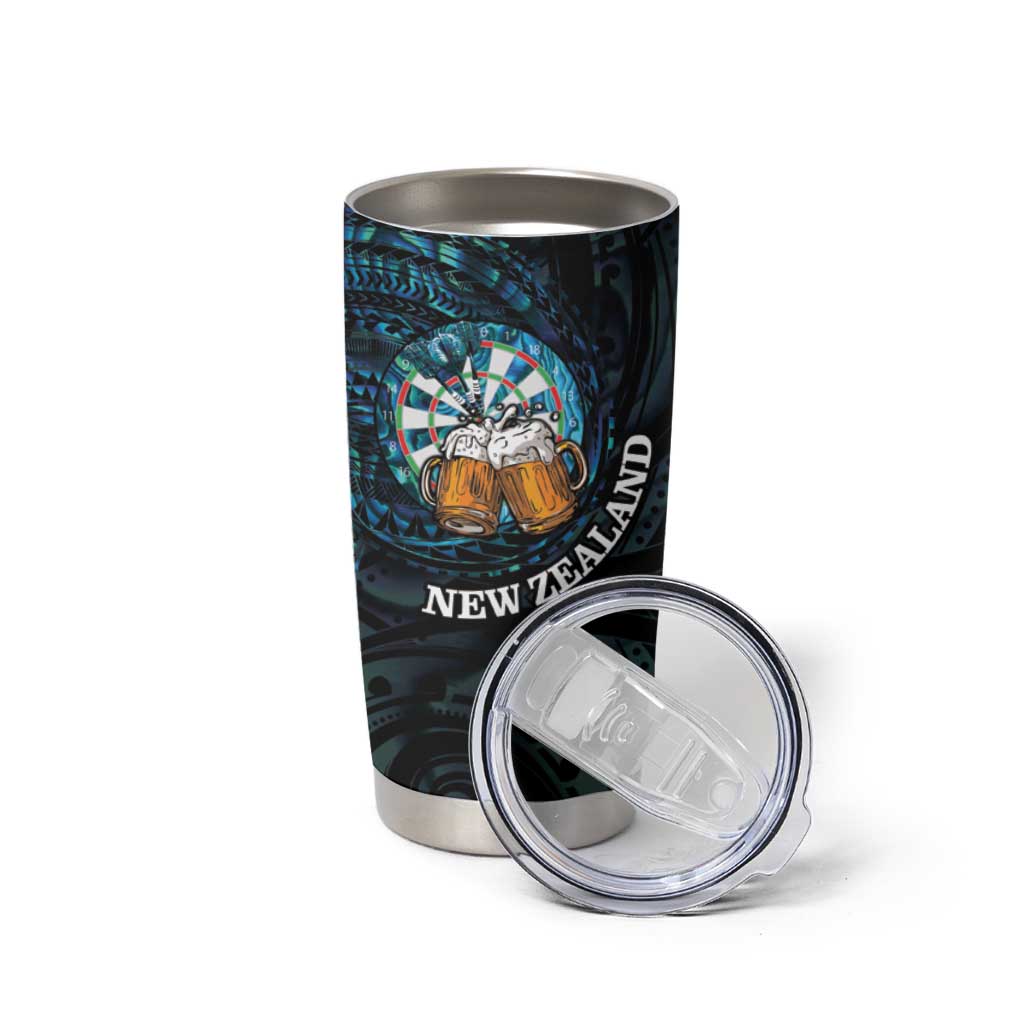 Personalized New Zealand Darts Beer Tumbler Cup Paua Shell Aotearoa Maori Tattoo - Aussie Hoodie