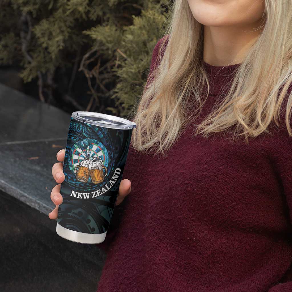Personalized New Zealand Darts Beer Tumbler Cup Paua Shell Aotearoa Maori Tattoo - Aussie Hoodie