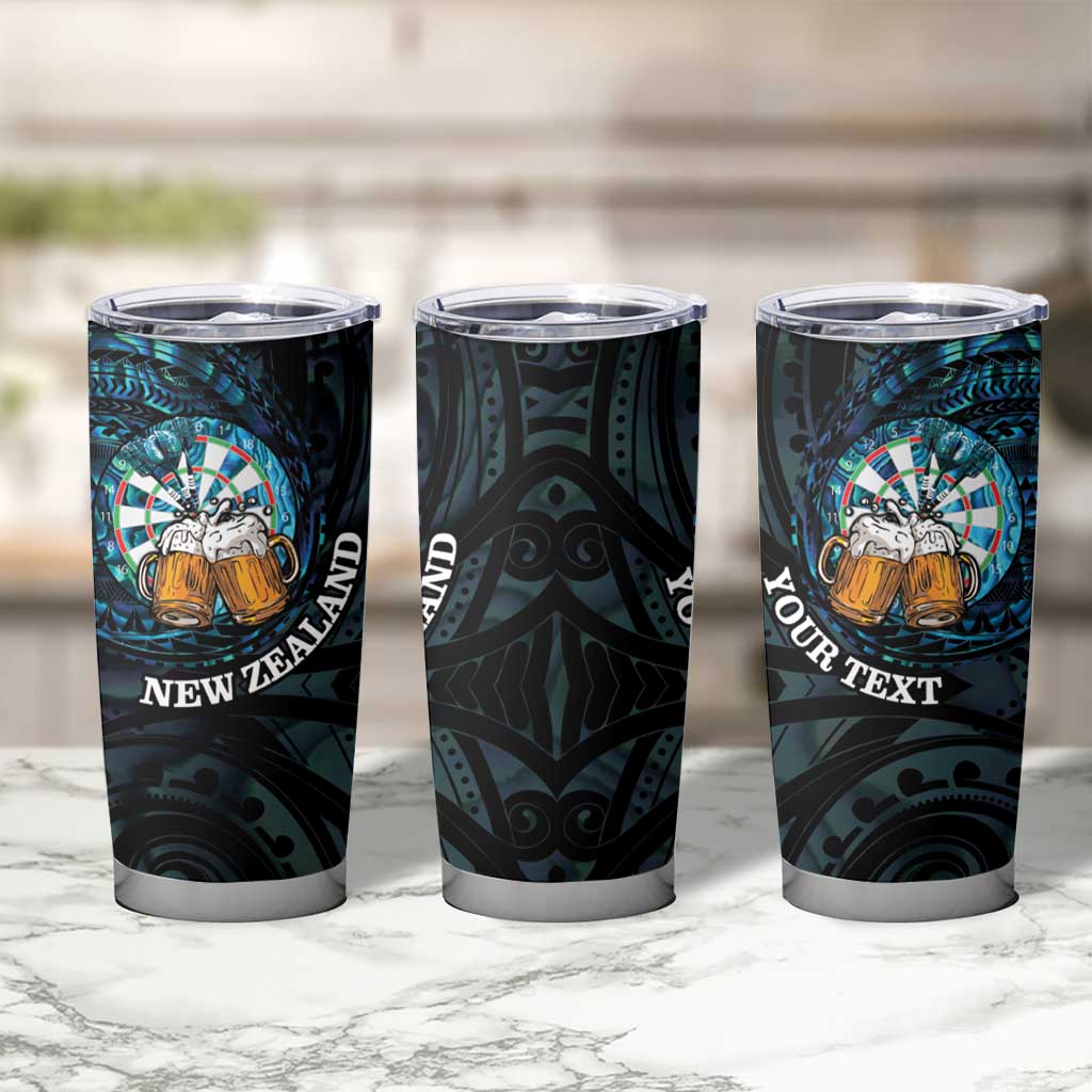 Personalized New Zealand Darts Beer Tumbler Cup Paua Shell Aotearoa Maori Tattoo - Aussie Hoodie