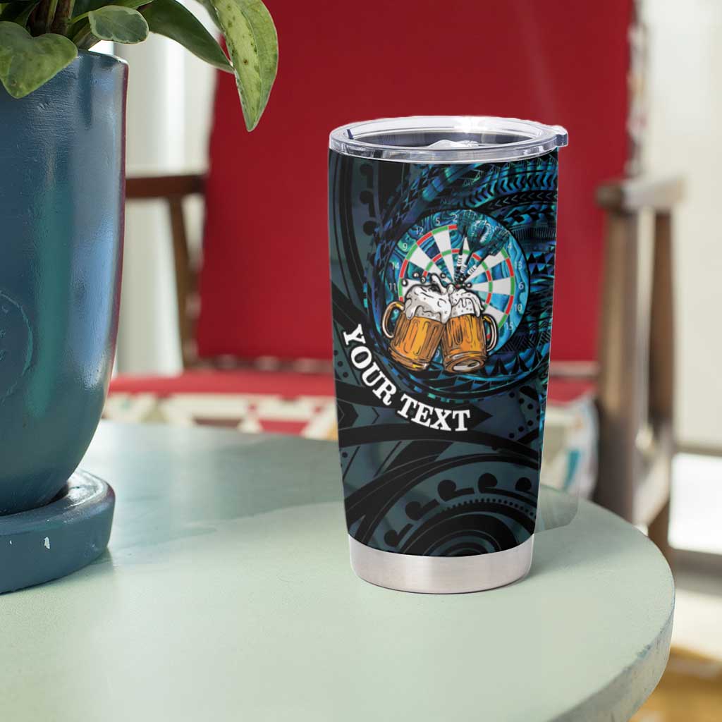 Personalized New Zealand Darts Beer Tumbler Cup Paua Shell Aotearoa Maori Tattoo - Aussie Hoodie