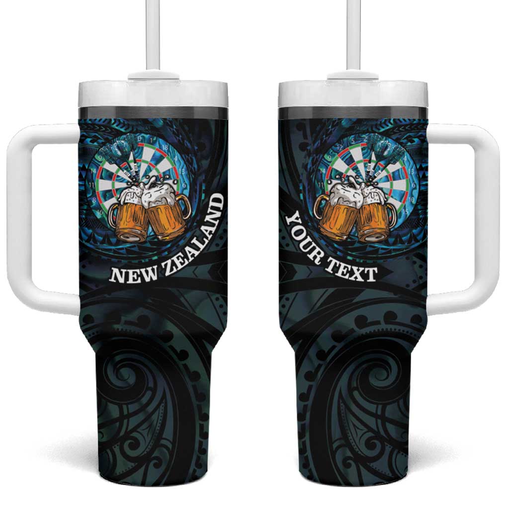 Personalized New Zealand Darts Beer Tumbler With Handle Paua Shell Aotearoa Maori Tattoo - Aussie Hoodie