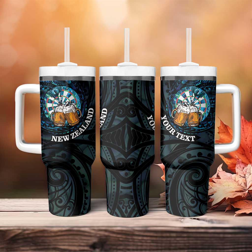 Personalized New Zealand Darts Beer Tumbler With Handle Paua Shell Aotearoa Maori Tattoo - Aussie Hoodie