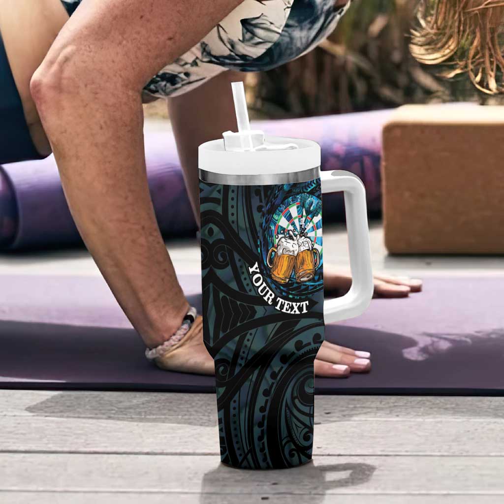 Personalized New Zealand Darts Beer Tumbler With Handle Paua Shell Aotearoa Maori Tattoo - Aussie Hoodie