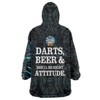 Personalized New Zealand Darts Beer Wearable Blanket Hoodie Paua Shell Aotearoa Maori Tattoo - Aussie Hoodie