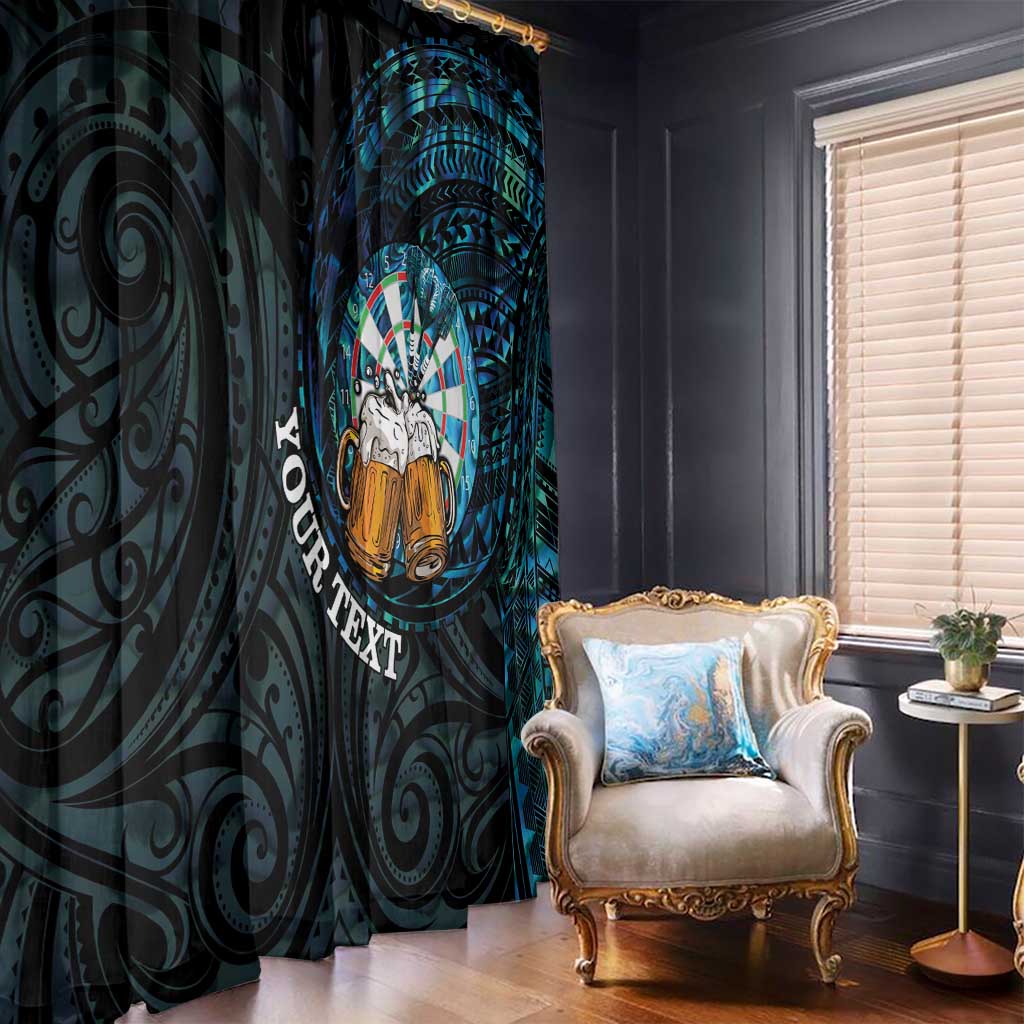 Personalized New Zealand Darts Beer Window Curtain Paua Shell Aotearoa Maori Tattoo - Aussie Hoodie