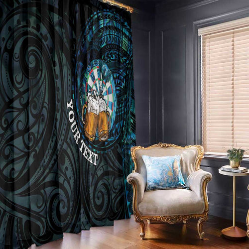 Personalized New Zealand Darts Beer Window Curtain Paua Shell Aotearoa Maori Tattoo - Aussie Hoodie